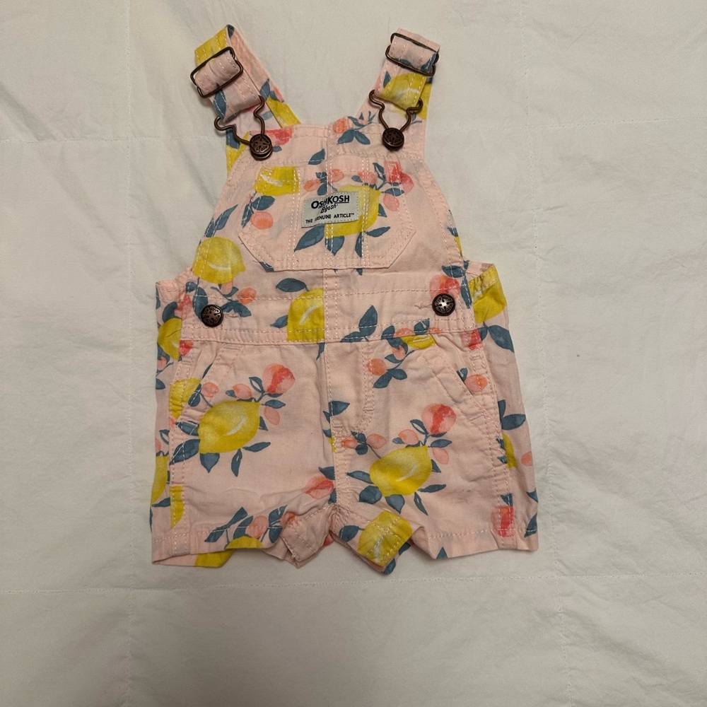 OshKosh B'gosh Pink and Yellow Floral Overalls